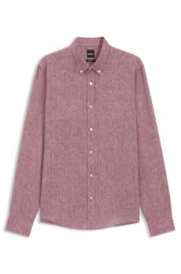 Regular-fit linen shirt with button-down collar 1