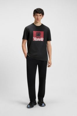 T-shirt relaxed fit HUGO x RB by Slawn in cotone con logo, Nero
