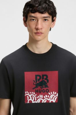HUGO x RB by Slawn relaxed-fit cotton logo T-shirt, Black