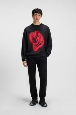 HUGO x RB by Slawn printed cotton oversized-fit sweatshirt , Black