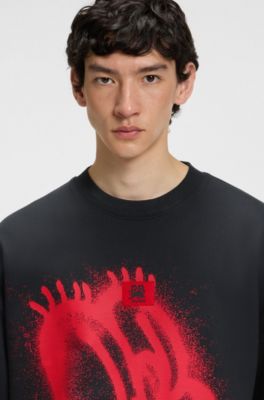 HUGO x RB by Slawn printed cotton oversized-fit sweatshirt , Black