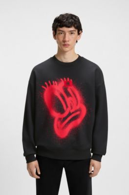 HUGO x RB by Slawn printed cotton oversized-fit sweatshirt , Black