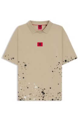 HUGO x RB by Slawn printed cotton oversized-fit polo sweater, Beige