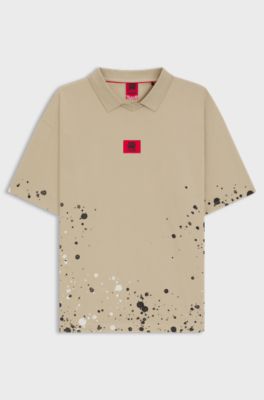 HUGO x RB by Slawn printed cotton oversized-fit polo sweater, Beige