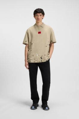 Oversized-fit sweatshirt van katoen met print van HUGO x RB by Slawn , Beige