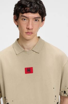 HUGO x RB by Slawn printed cotton oversized-fit polo sweater, Beige