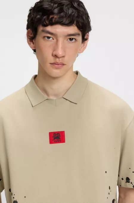 HUGO x RB by Slawn printed cotton oversized-fit polo sweater