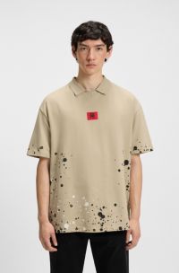 HUGO x RB by Slawn printed cotton oversized-fit polo sweater, Beige
