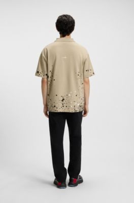 HUGO x RB by Slawn printed cotton oversized-fit polo sweater, Beige