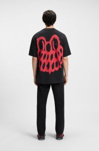 HUGO x RB by Slawn cotton T-shirt with printed back, Black