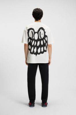 T-shirt in cotone HUGO x RB by Slawn con stampa sulla parte posteriore, Bianco