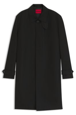 Wasserabweisender Twill-Mantel aus Baumwoll-Mix, Schwarz