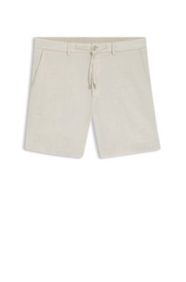 Regular-fit shorts in a linen blend, Light Beige
