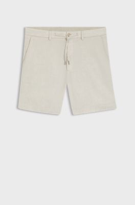 Regular-fit shorts in a linen blend, Light Beige