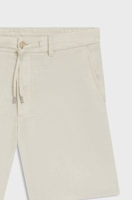 Regular-fit shorts in a linen blend, Light Beige
