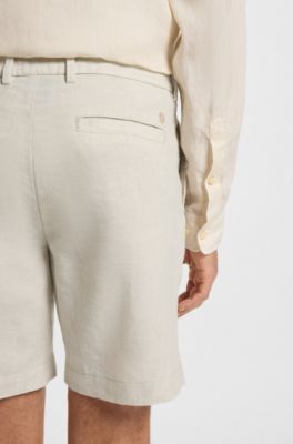 Regular-fit shorts in a linen blend, Light Beige