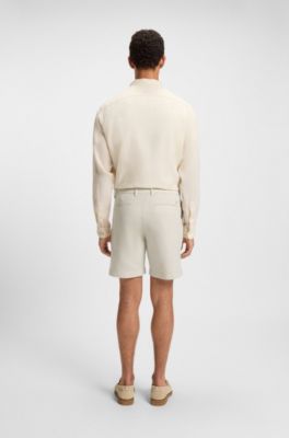 Regular-fit shorts in a linen blend, Light Beige
