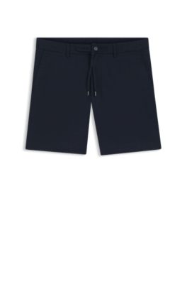 Regular-fit shorts in a linen blend, Dark Blue