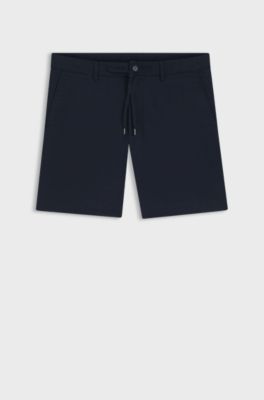 Regular-fit shorts in a linen blend, Dark Blue