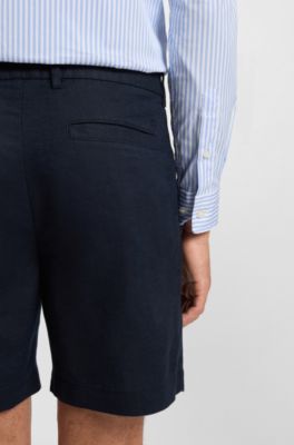 Regular-fit shorts in a linen blend, Dark Blue