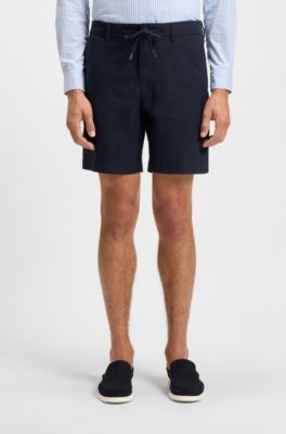 Regular-fit shorts in a linen blend, Dark Blue