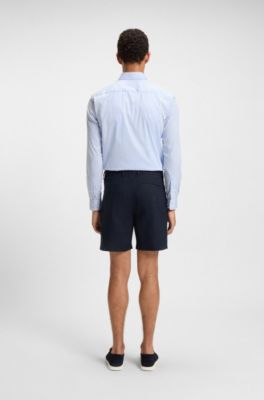 Regular-fit shorts in a linen blend, Dark Blue