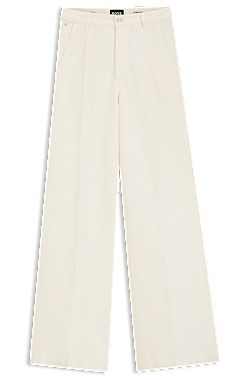Wide-leg jeans in cream denim with front crease