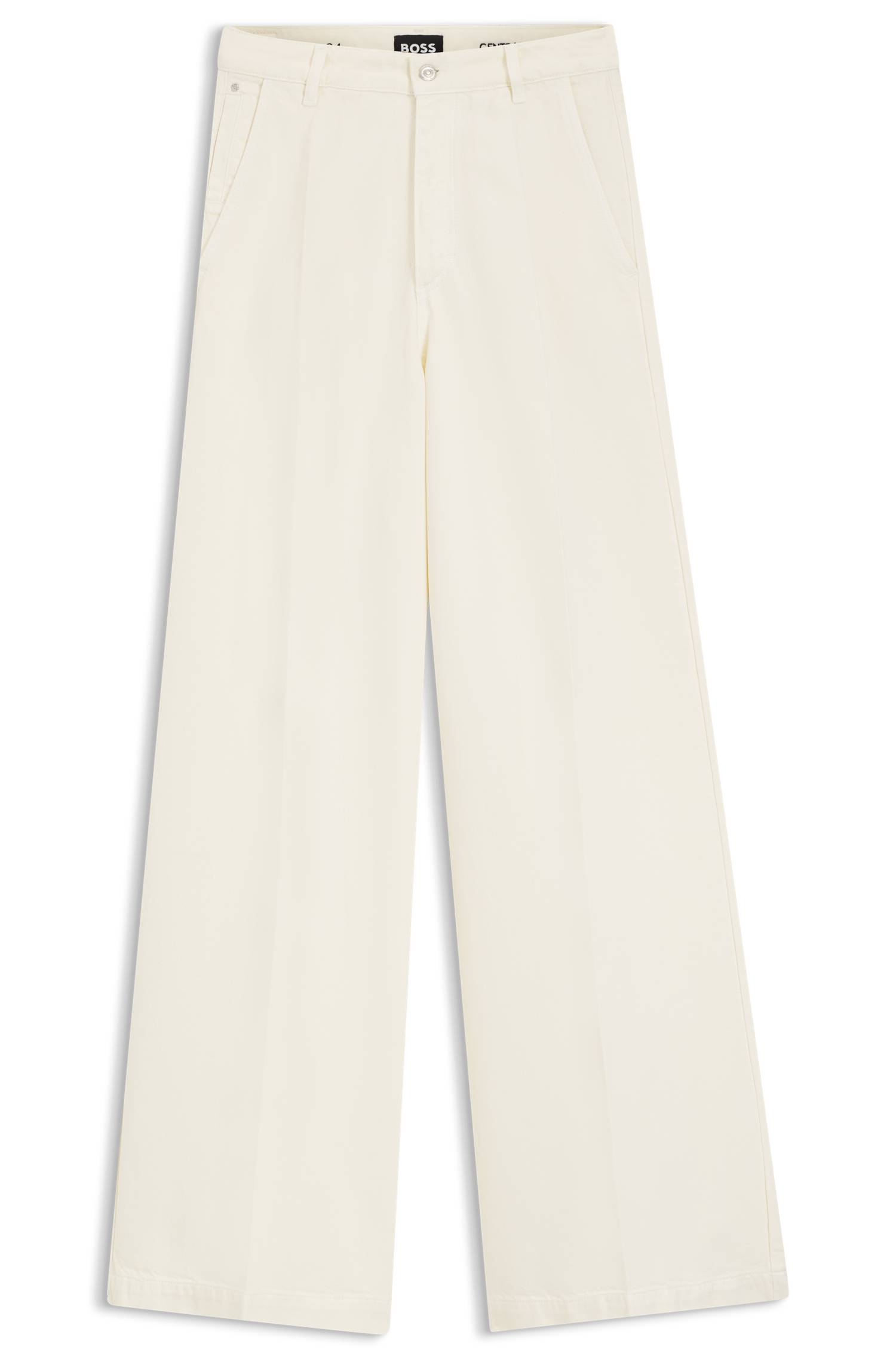 Boss Wide-leg jeans in cream denim with front crease dam – bild 4