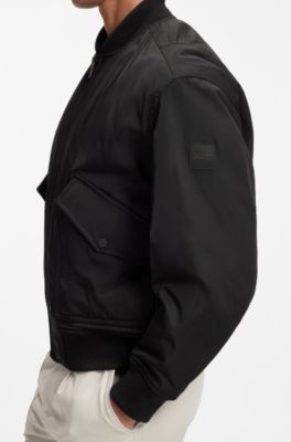 Water-repellent jacket with detachable hooded bib, Black