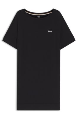 Nattlinne i stretchjersey med en tryckt logga, Svart