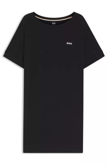 Stretch-jersey night dress with logo print