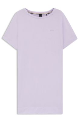 Stretch-jersey night dress with logo print, Light Purple