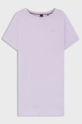 Stretch-jersey night dress with logo print, Light Purple