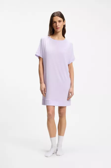Stretch-jersey night dress with logo print