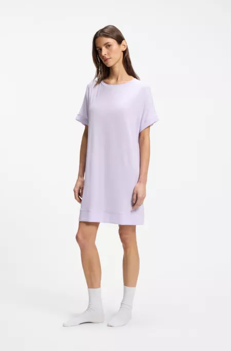 Stretch-jersey night dress with logo print