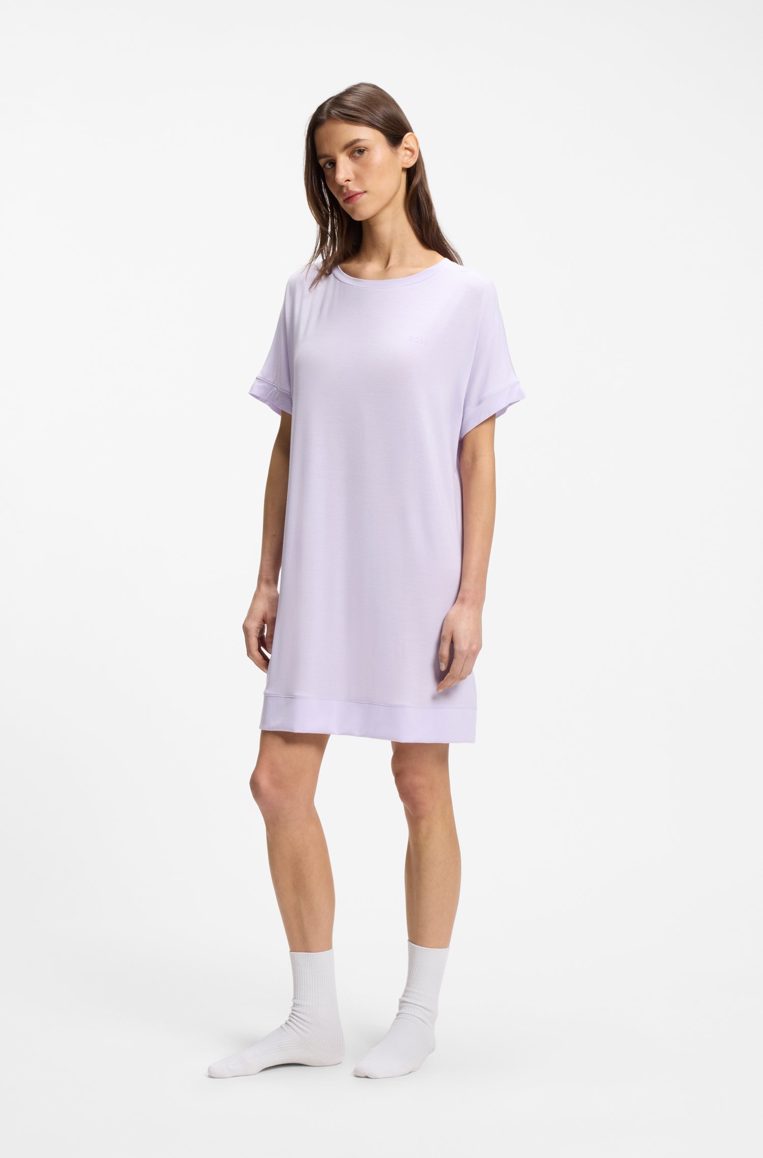 Boss Stretch-jersey night dress with logo print pyjamas & nattlinnen dam