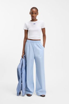 Regular-fit trousers in striped cotton poplin, Patterned