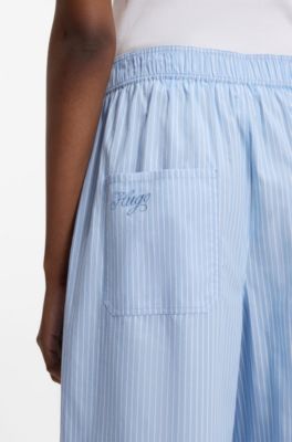 Pantaloni regular fit in popeline di cotone a righe, A disegni