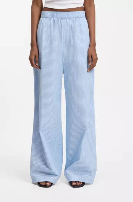 Regular-fit trousers in striped cotton poplin