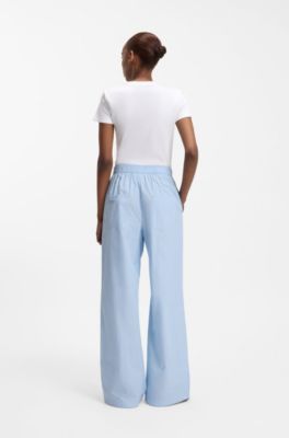 Regular-fit trousers in striped cotton poplin, Patterned