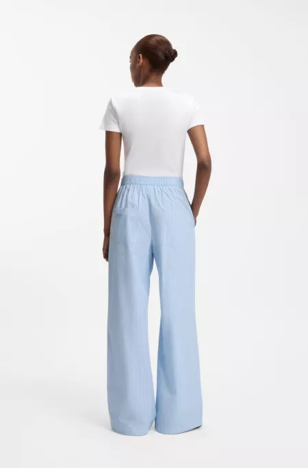 Regular-fit trousers in striped cotton poplin