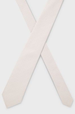 Slips med diagonal jacquardstribe i italiensk silke, Hvid