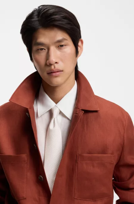 Krawatte aus in Italien gefertigtem Seiden-Jacquard mit diagonalen Streifen