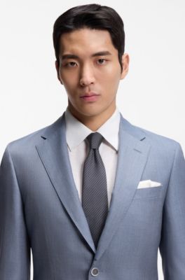 Diagonal-stripe tie in Italian-made silk jacquard, Dark Blue