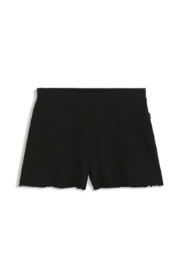Waffle-structure pyjama shorts in a cotton blend, Black