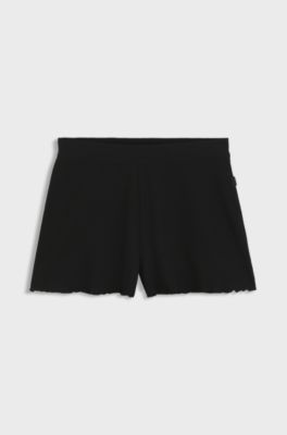Waffle-structure pyjama shorts in a cotton blend, Black