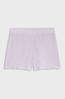 Waffle-structure pyjama shorts in a cotton blend, Light Purple