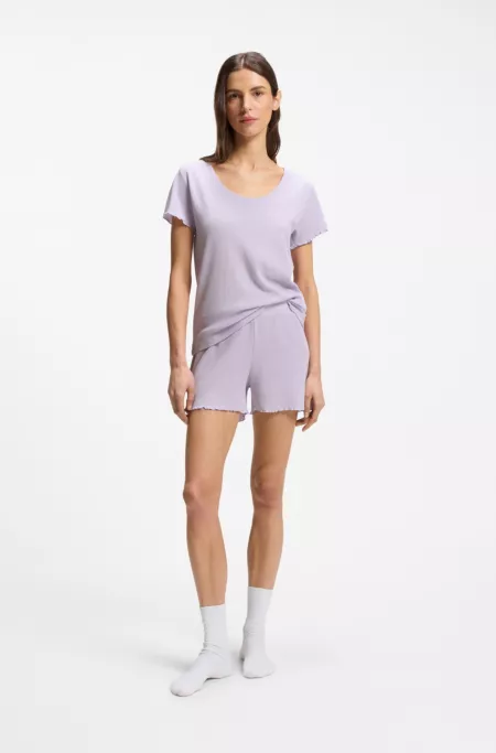 Waffle-structure pyjama shorts in a cotton blend