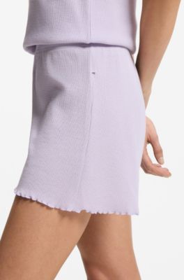 Waffle-structure pyjama shorts in a cotton blend, Light Purple