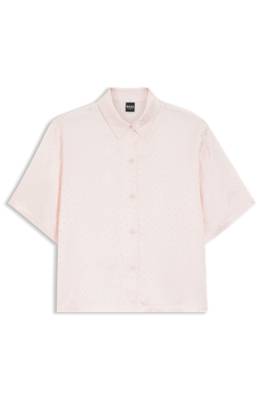 Boss Pyjama shirt in satin with monogram jacquard pyjamas dam – bild 4
